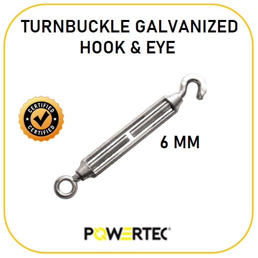 Turnbuckle GALVANIZED HOOK & EYE 6mm (Hard Needle Spanscrew) | Shopee ...