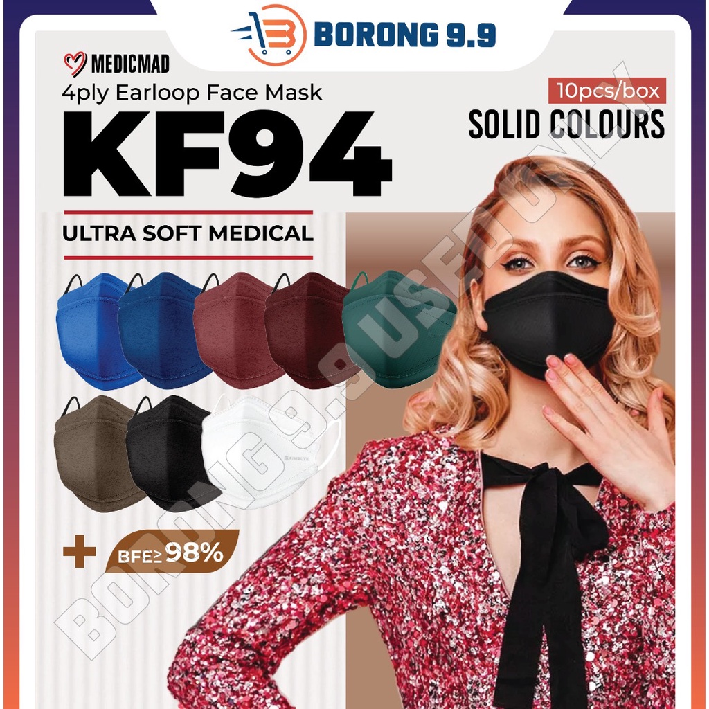 Medicmad MDA 4 Ply Earloop KF94 Ultra Soft Medical Solid Face Mask ...
