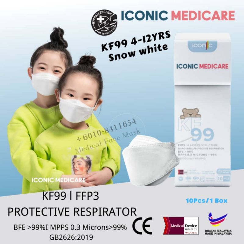 ICONIC KF99 SNOW WHITE KID PROTECTIVE RESPIRATOR FACE MASK 10S | Shopee ...