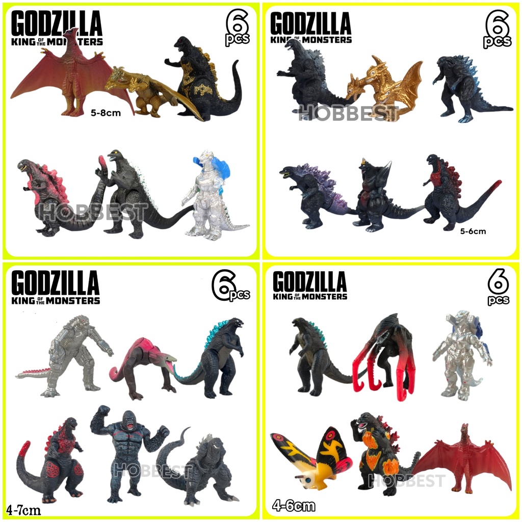 Godzilla Action Figure contains 6 pcs - Miniature Cake Topper Display ...