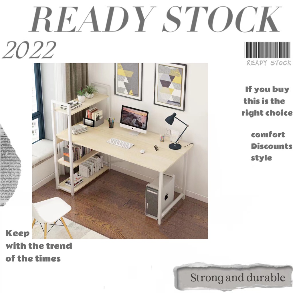 Big Size Study Table with Book Shelf Left&Right Computer Table Office ...