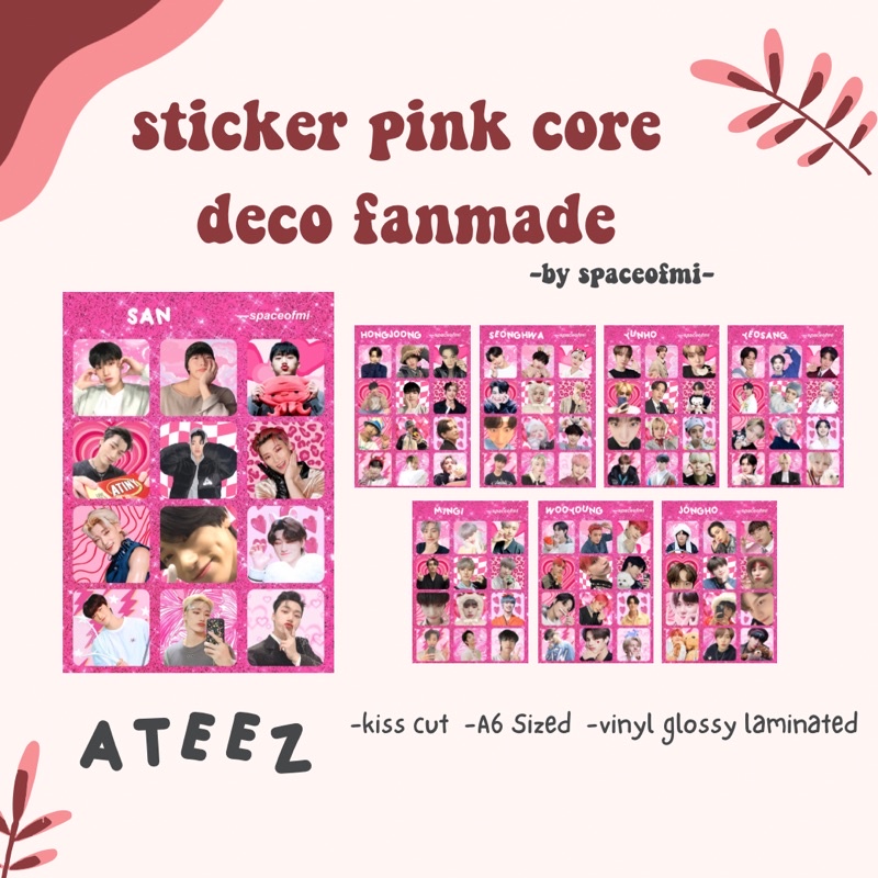 Ateez photo sticker pink core deco fanmade | Cute sticker ateez kpop ...