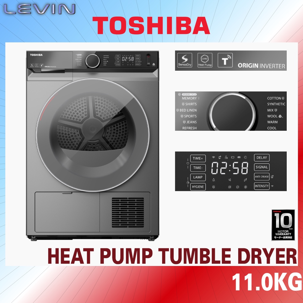 [NEW]Toshiba Heat Pump Tumble Dryer 9KG / 10KG Anti Crease Smart