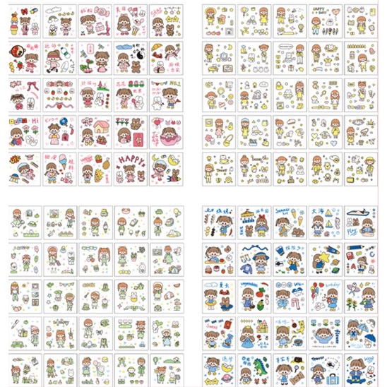 READY! 140PCS Tape Sticker Gift Box Cute Diary Set Cute Stickers