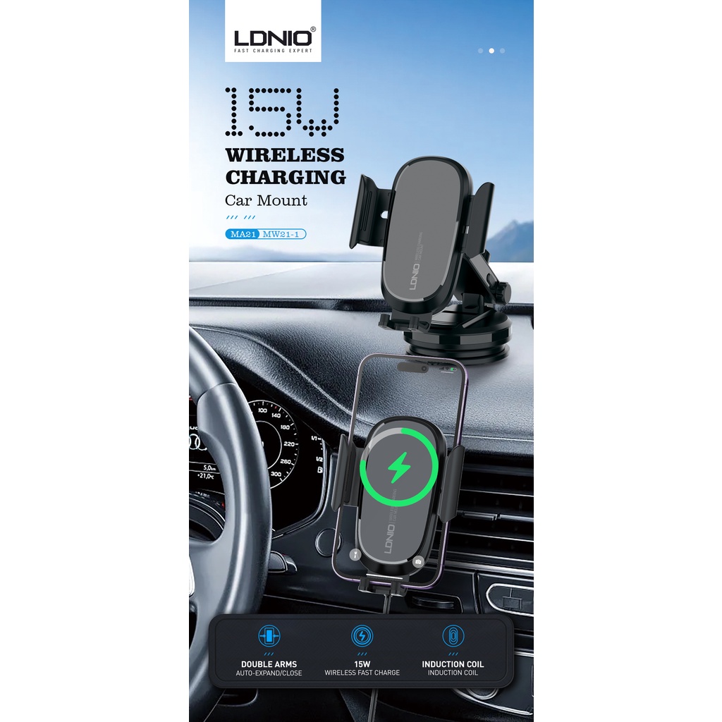 LDNIO MW21 15W WIRELESS CHARGING CAR MOUNT Automatic Wireless Fast