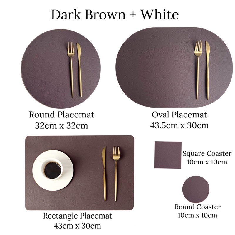 =IG= Round/Oval/Rectangle Artificial Leather Placemat Round Edge Round 2 Side Color Dining Table