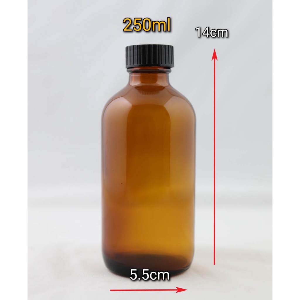 Amber Glass Bottles With Black Screw Cap And Stopper Insert [ 30ml 60ml 120ml 250ml 300ml 500ml