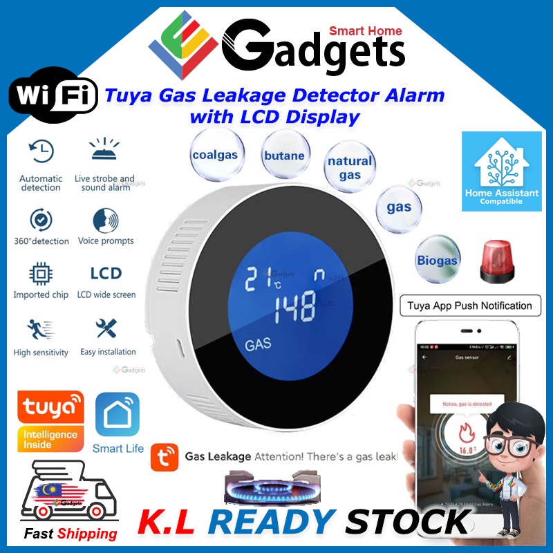 Tuya Gas Leakage Detector LCD Display WiFi Alarm Smart Sensor works ...