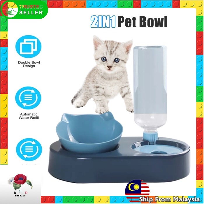 Pet Bowl Feeder and Water Dispensor. Making Minum Oyen! Shopee Malaysia