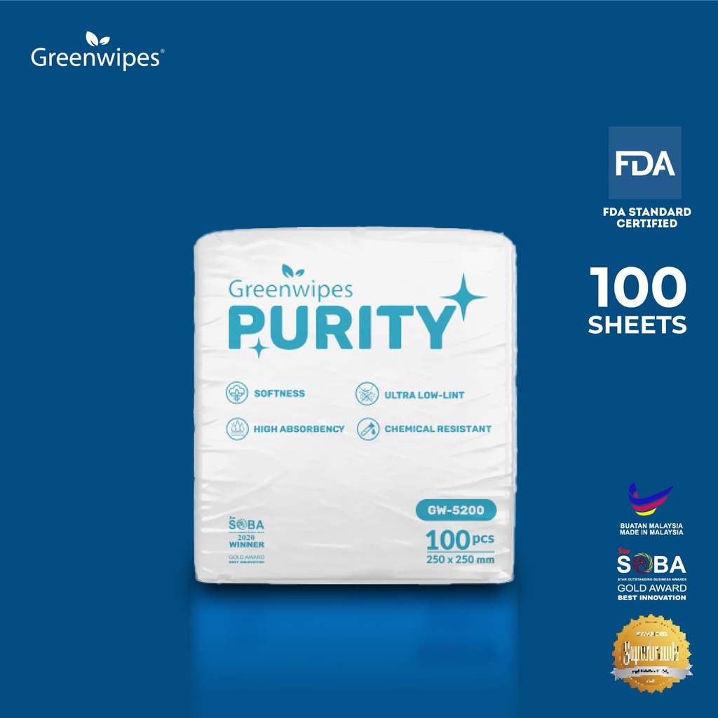 Greenwipes PURITY Lint Free Wipes 100 Sheets Shopee Malaysia