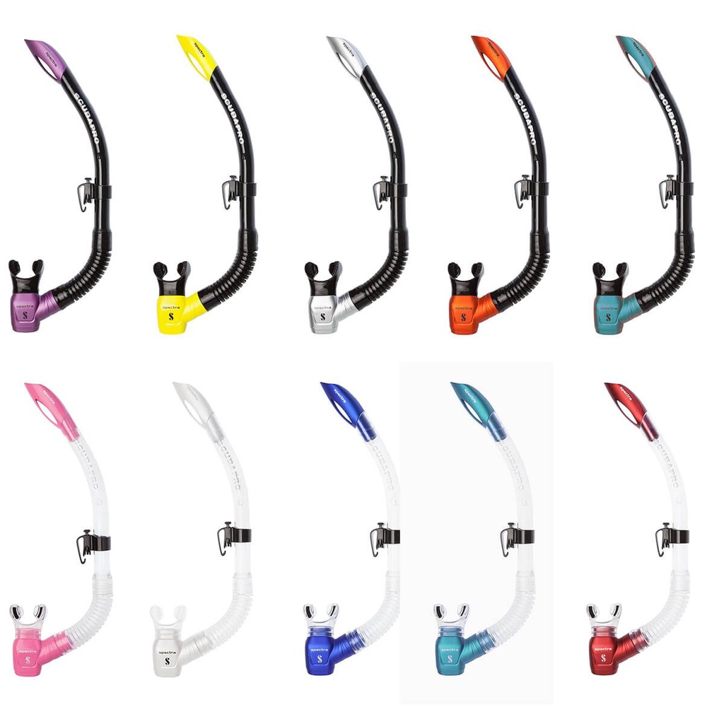 SCUBAPRO Spectra Snorkel Nero/Argento – Boccaglio Semi-Secco Con Valvola Di Scarico E Tubo Flessibile