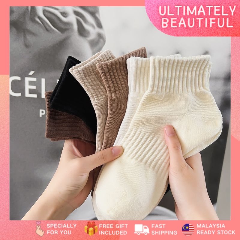 [Ready Stock] Ultimately Beautiful 1 Pair Plain Sock Ankle Socks Women ...