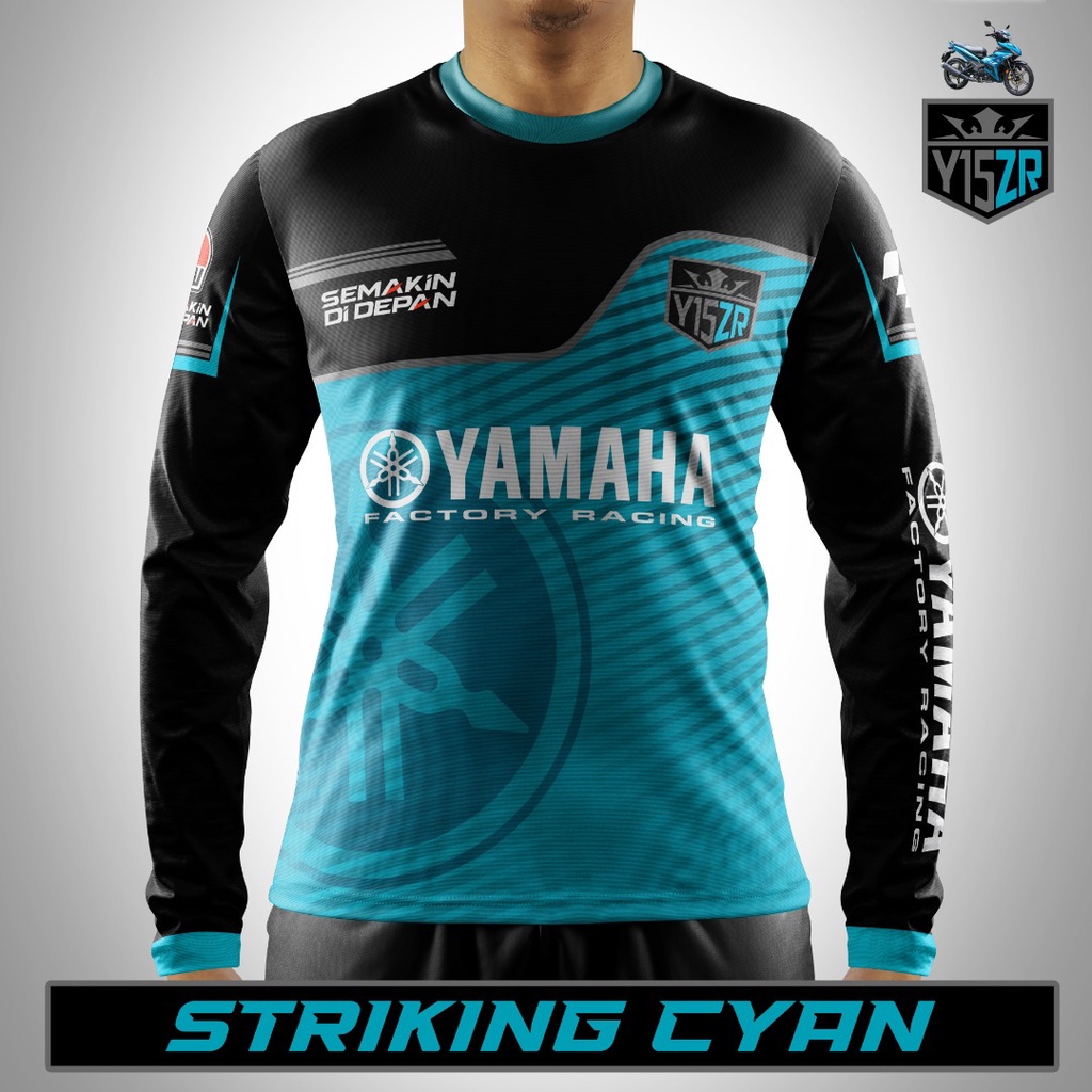 Baju Y Striking Cyan Baju Ride Y Zr Cyan Ysuku Cyan Tshirt Moto Tshirt Yamaha Cyan Tshirt