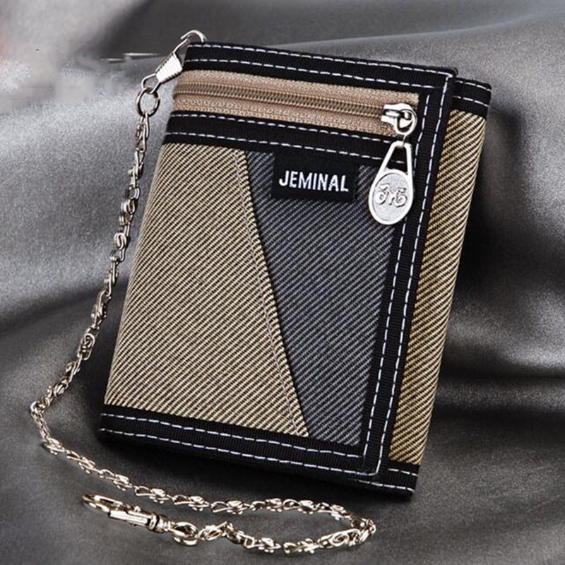 European and American retro three fold wallet student cloth wallet Men