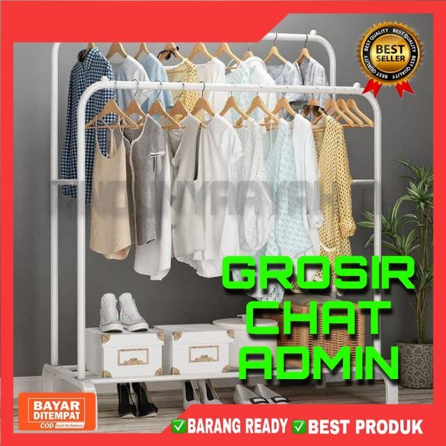 GANTUNGAN [RA] Double BIG STAND HANGER Clothes HANGER STAND STAINLESS