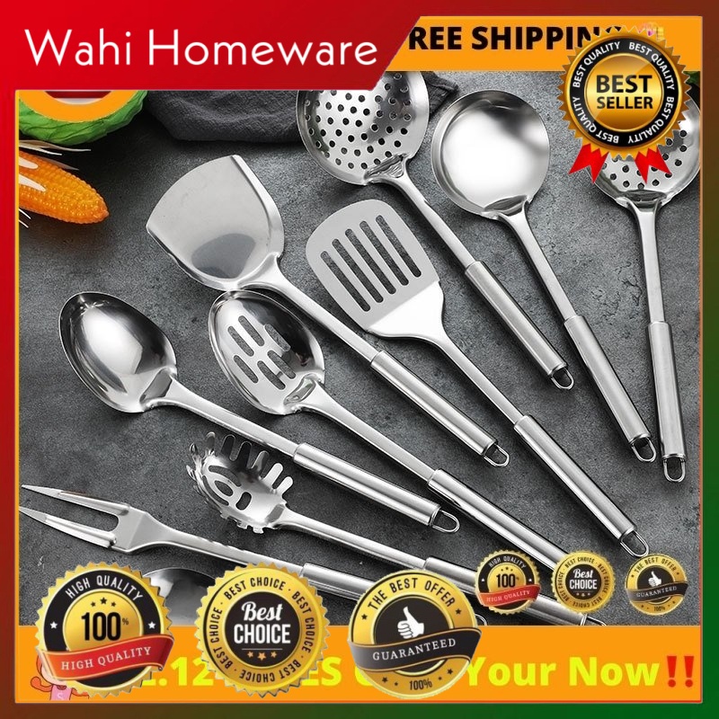 [Wahi Homeware] 7 in 1 Stainless Steel Kitchen Tool Set Senduk Kayu ...