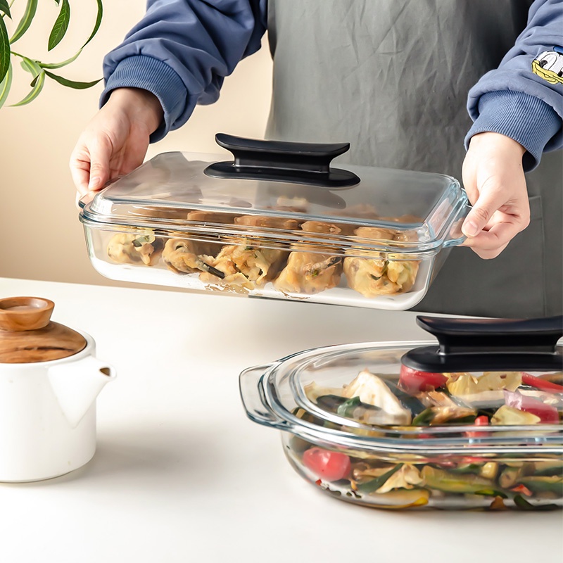 Tempered Glass Bakeware Microwave Baking Pan with Glass Lid Microwave Oven Safe Fenix Shopee