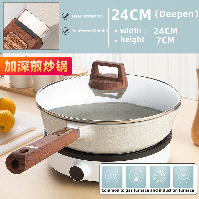 Non stick Frying Pan Granite Maifan Stone Coating 20/24/28cm Household ...