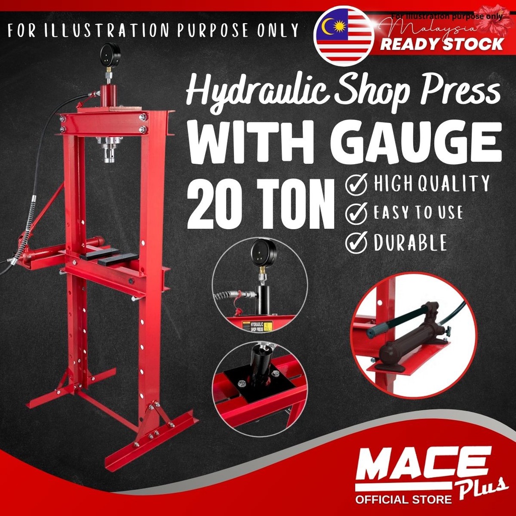 20 TON TAN Heavy Duty Hydraulic Shop Press Machine With Gauge Meter Car ...