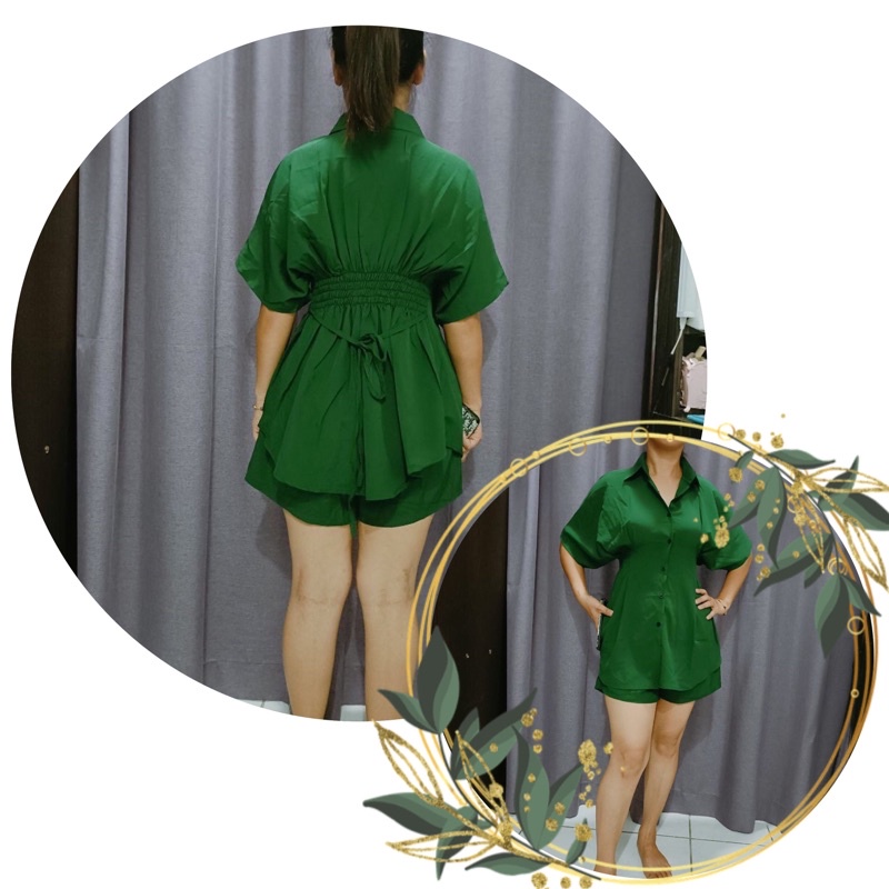 Isla - Emerald Green Cropped Blouse & Pants