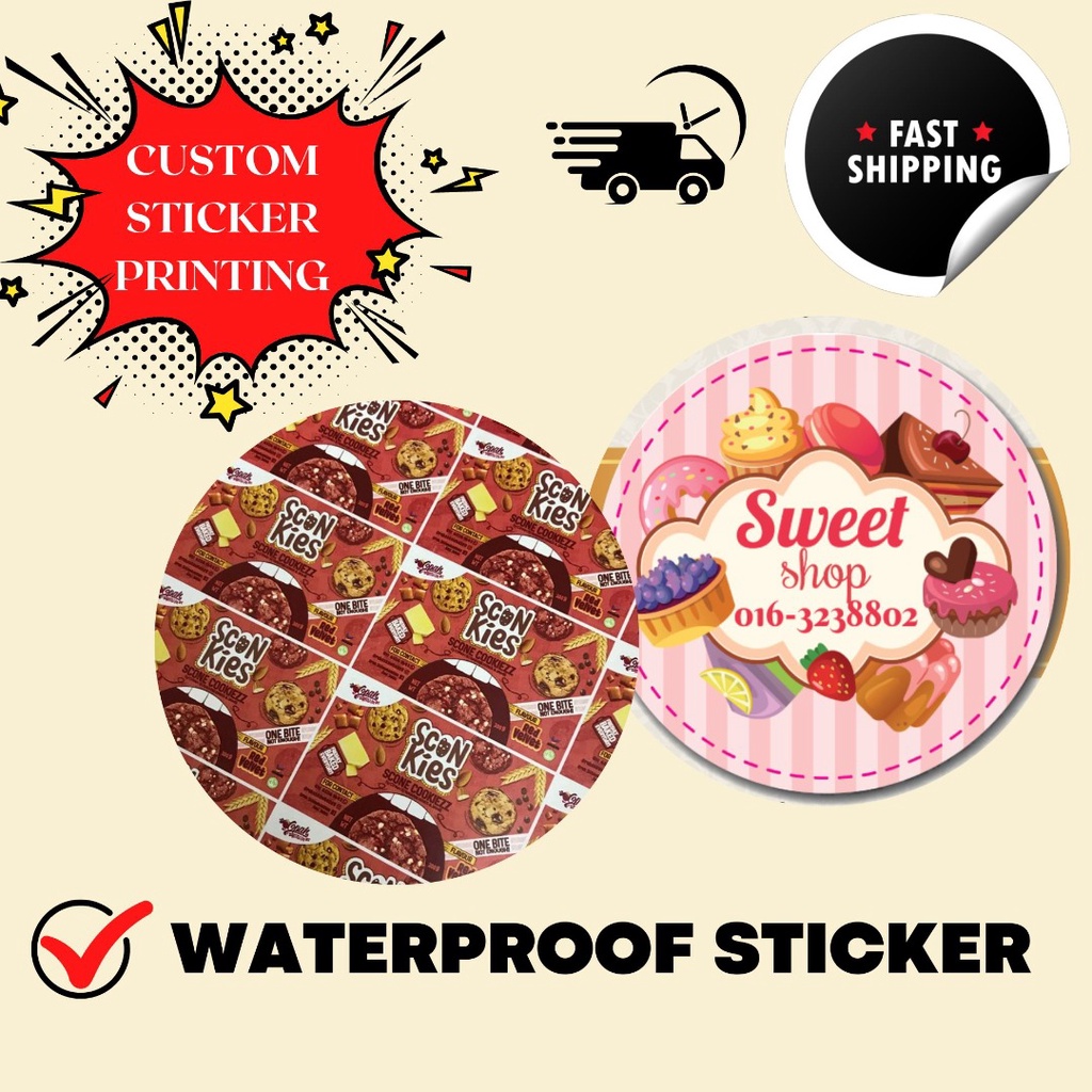 Waterproof Custom Sticker Printinglabelstiker Kalis Air Murah Shopee Malaysia 3644