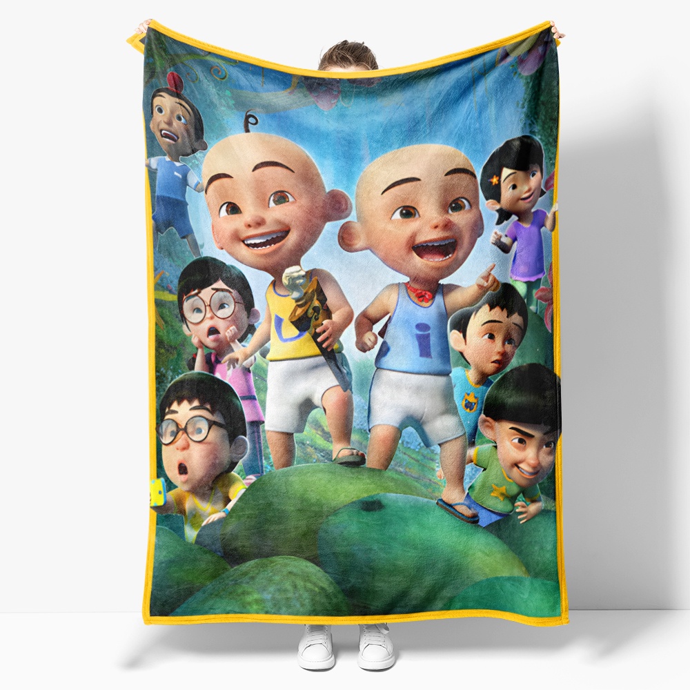 4 Size Flannel Blanket Malay Cartoon Upin & Ipin Single Single Side Flannel Blankets Air