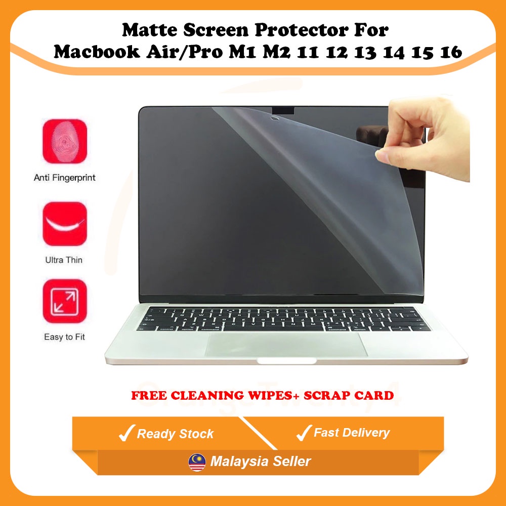 🔥🔥𝑭𝑹𝑬𝑬 𝑪𝑳𝑬𝑨𝑵𝑰𝑵𝑮 𝑾𝑰𝑷𝑬+𝑺𝑪𝑹𝑨𝑷 𝑪𝑨𝑹𝑫🔥🔥Matte HD Macbook Screen Protector For