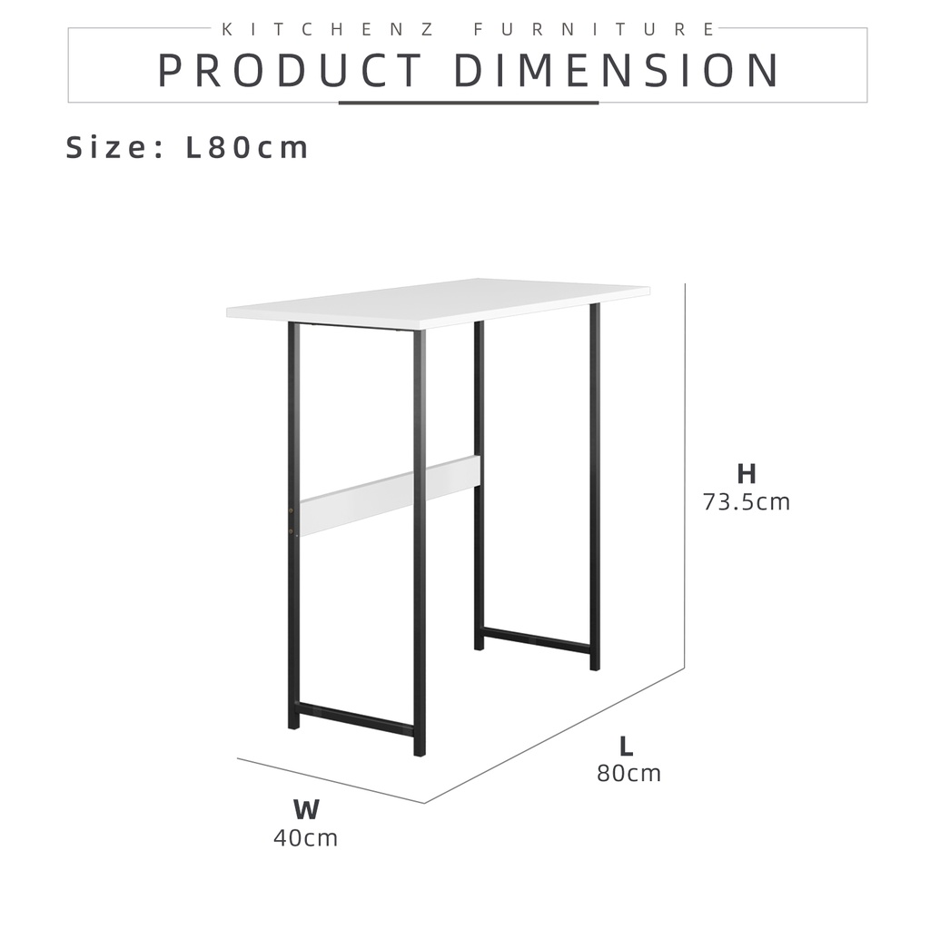 KitchenZ 4FT or 2.5FT Writing Table Study Table Storage Shelf Anti