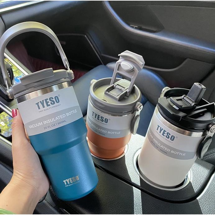 NEW 3rd Generation Tyeso Tumbler with Handle & Straw Flask Tumbler
