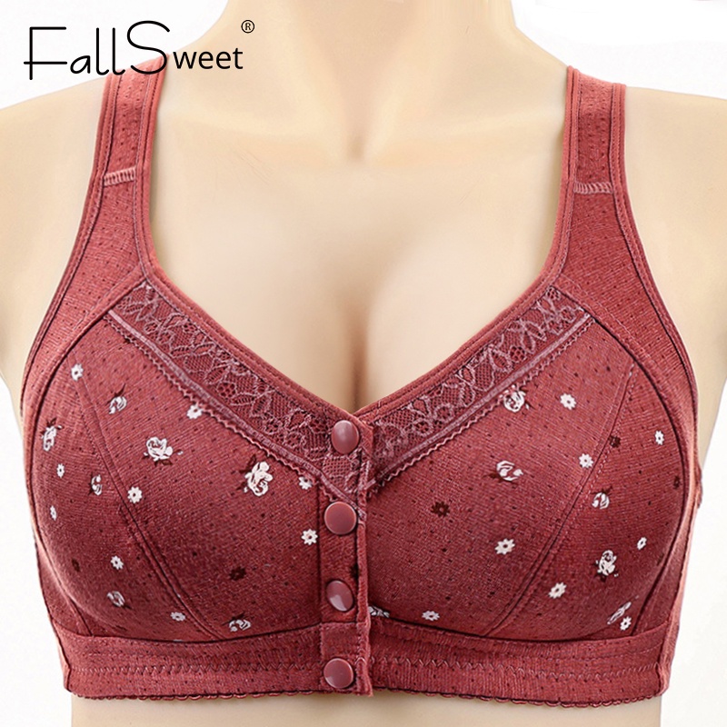 FallSweet Plus Size Bras For Women Front Closure Underwear Wireless  Brassiere Vest Type Middle-aged and Elderly Lingerie