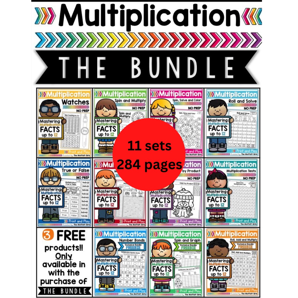 (PDF) Multiplication worksheet bundle for kids 7 - 12 years old 289 ...