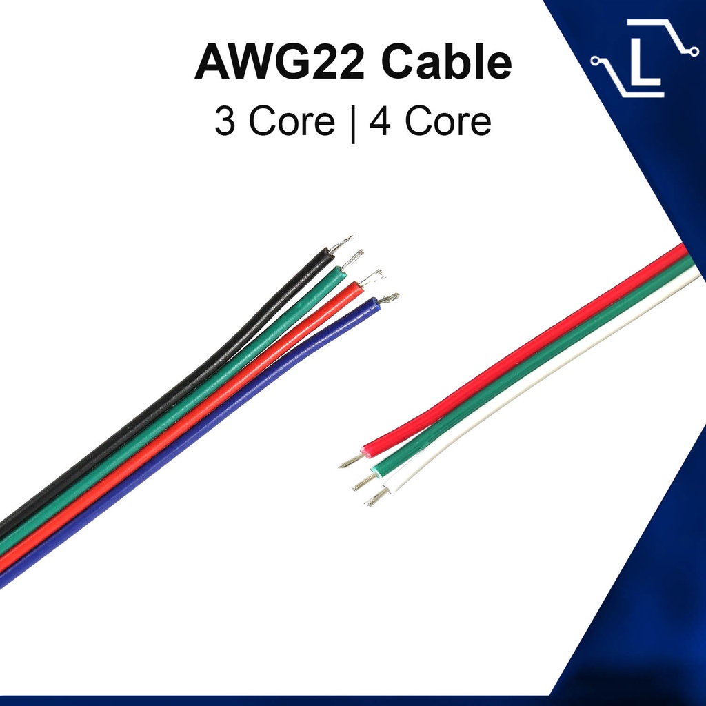 [Luminense] 1m 3 core 4 core RGB Cable LED Strip 22 AWG 4 core Red