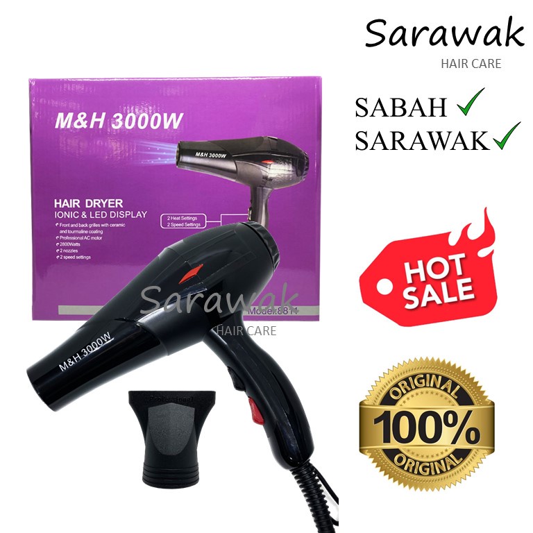 M&H 3000W Ionic & LED Hair Dryer Professional Salon Model 8822 Shopee