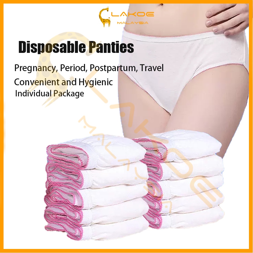 LAKOE Disposable Panties Maternity Travel Panty Underwear Cotton Women  Panties Seluar Dalam Pakai Buang