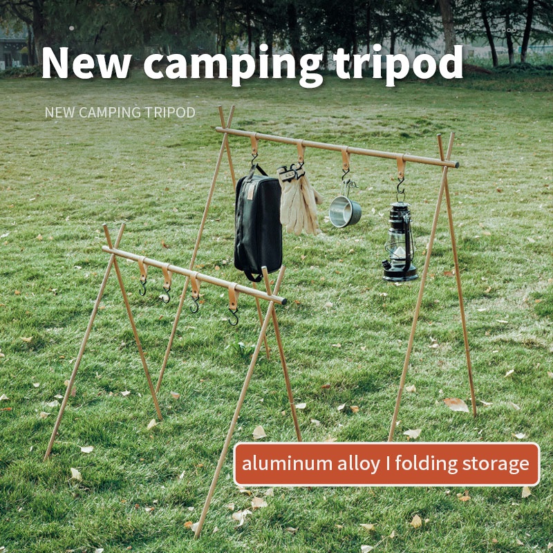 Outdoor triangle hanger aluminum mesh camping hanger cookware tripod