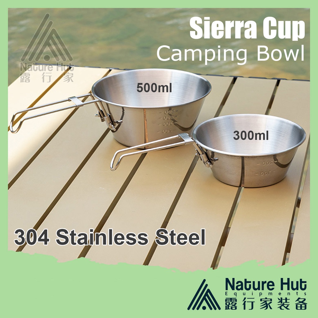 Sierra Cup 304 Stainless Steel Camping Bowl Foldable Handle Tableware