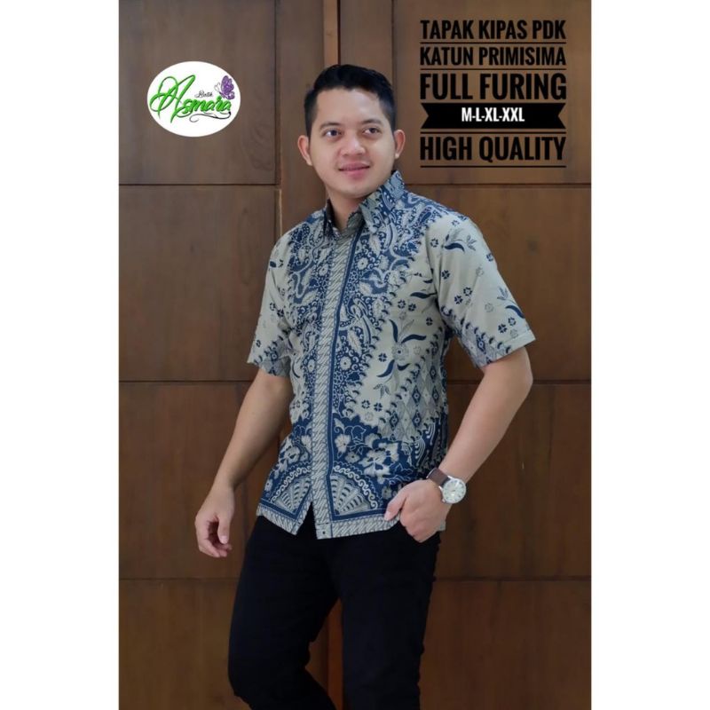 The Latest Short Sleeve Men's Batik Shirt With Tricot Layer S M L XL ...