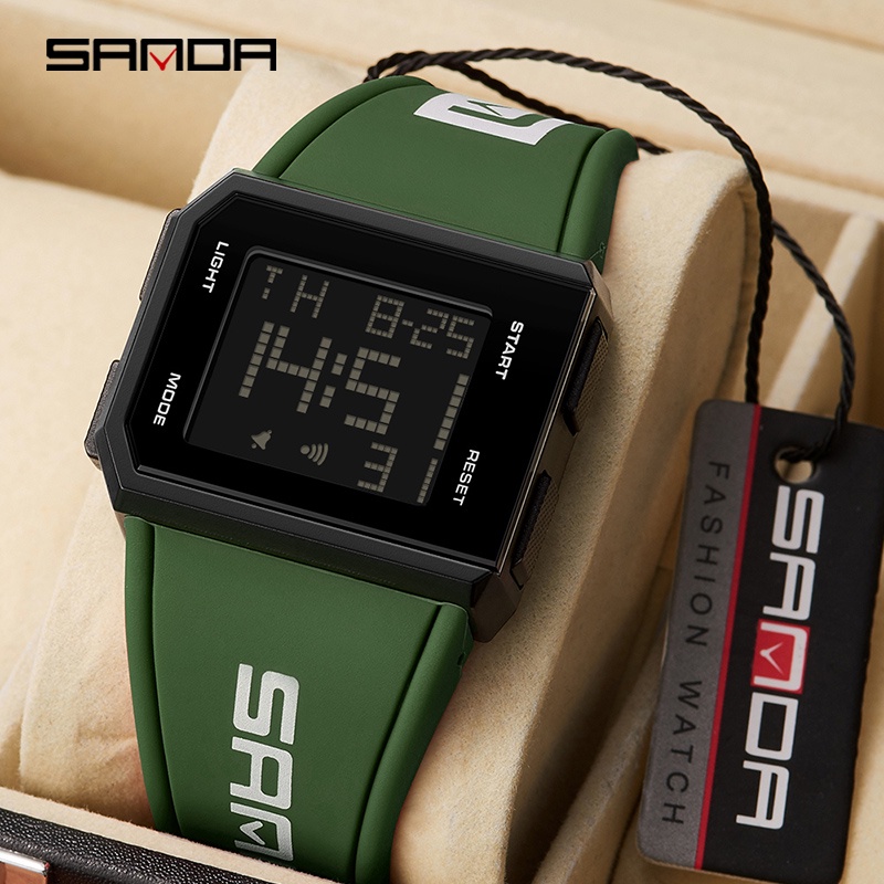 SANDA Multi-functional Sports Waterproof Square Men's Watch Luxury ...