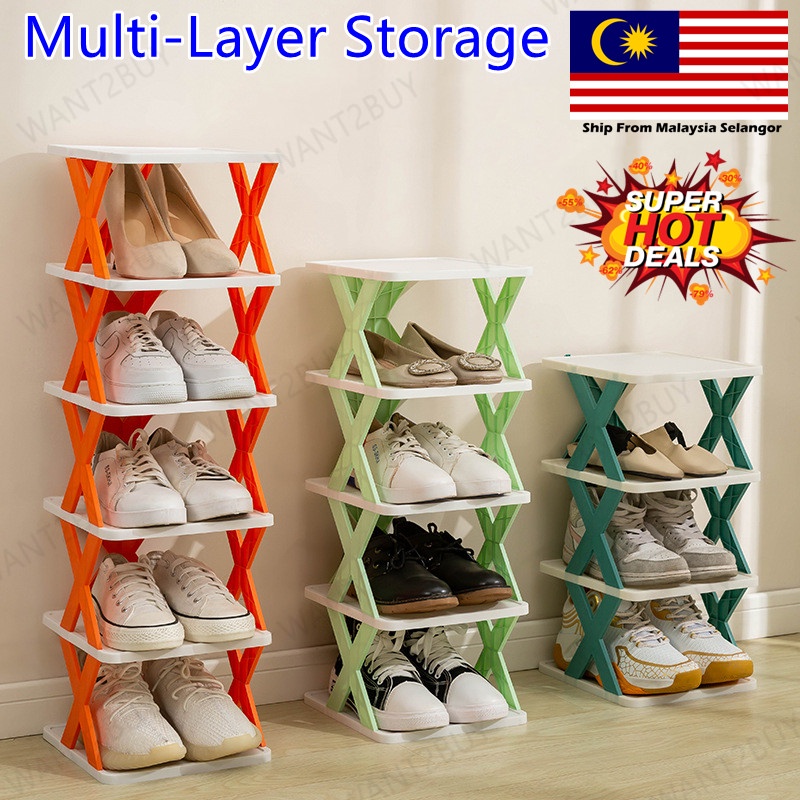 DIY X Type Shoe Rack Folding Rak Simpanan Kasut Foldable Portable ...
