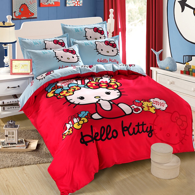 Cartoon Bedding Set Quilt Cover Flat Bed Sheet Duvet Cover Set
