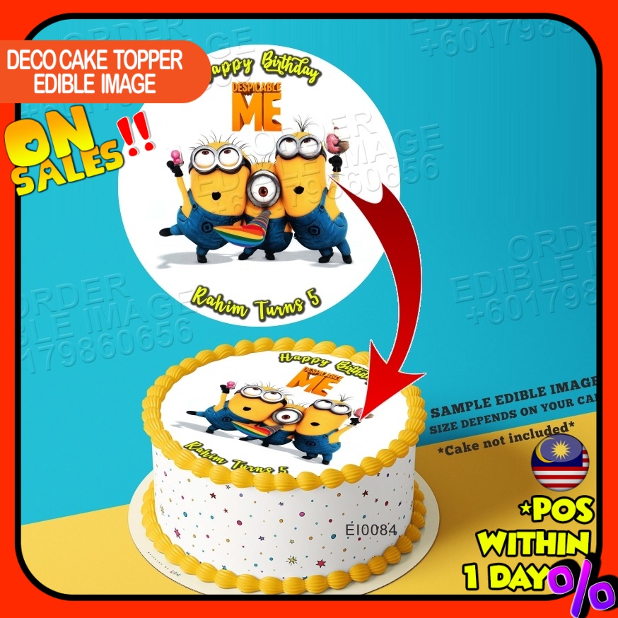Printing EI Despicable ME Edible Image Print Cake Photo Icing Paper ...