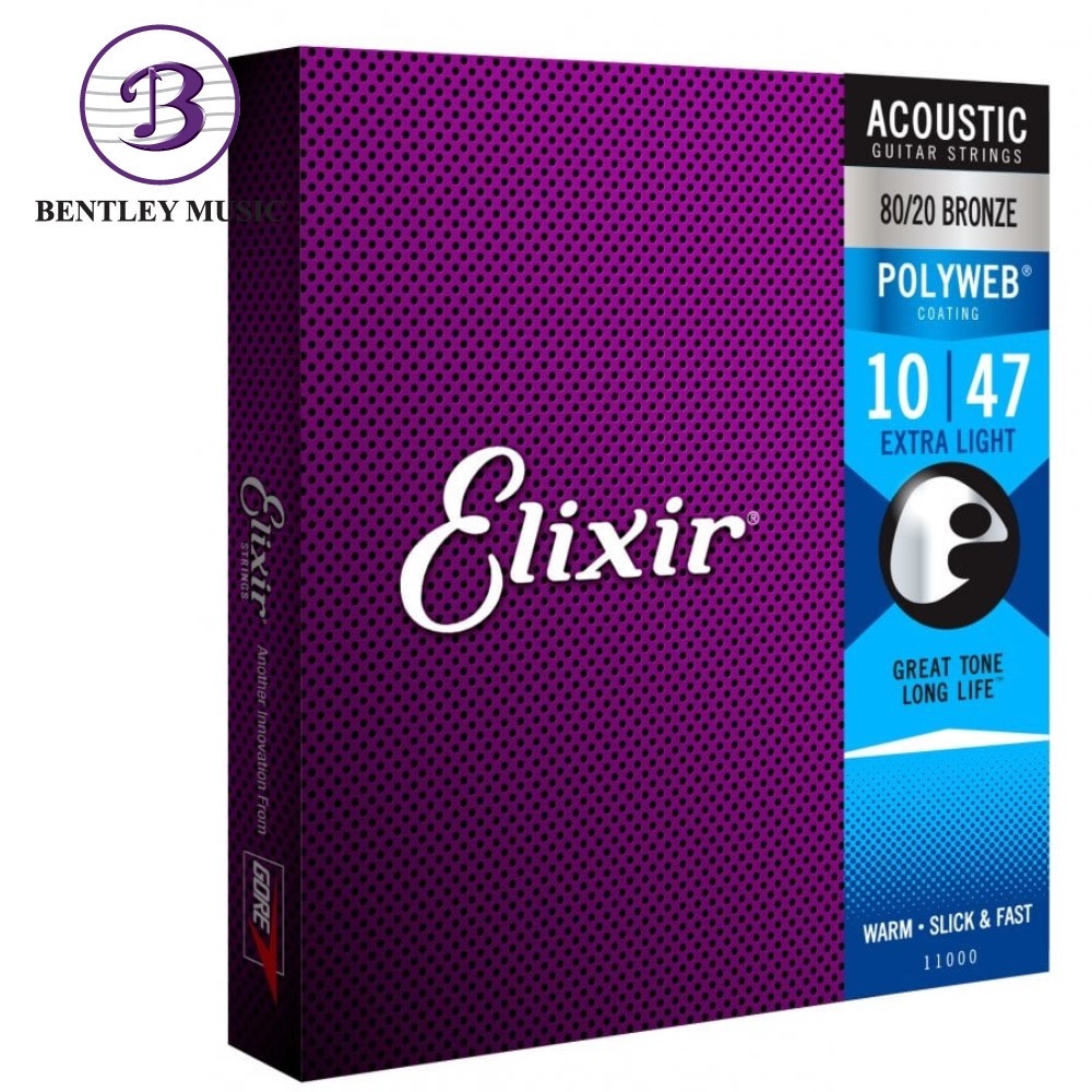 Elixir Strings 11000 Polyweb 80/20 Bronze Acoustic Guitar Strings