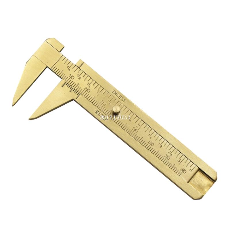 【MT】 Mini Brass Pocket Ruler Handy Sliding Gauge Brass Vernier Caliper ...
