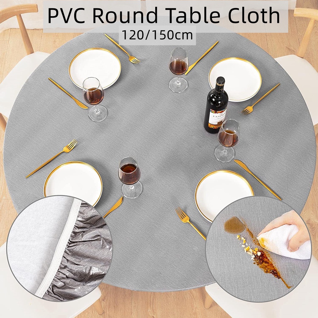 【MY Stock】PVC Round Table Cloth Waterproof Oilproof Table Cloth Cover ...