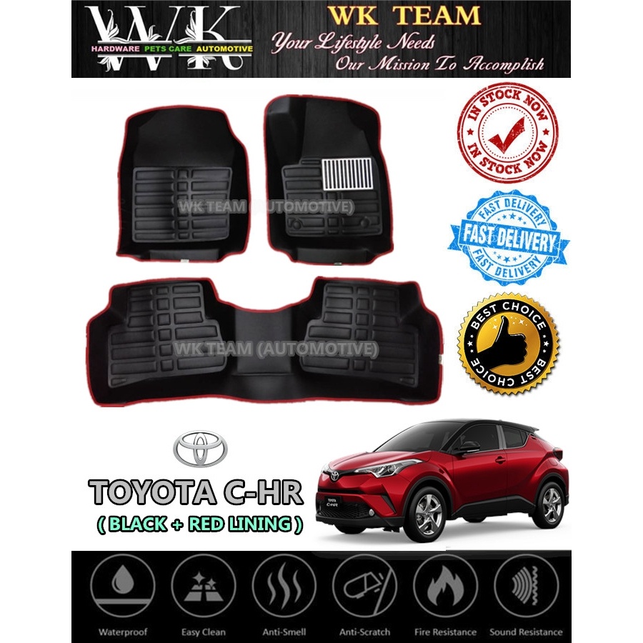 Toyota CHR CHR 5D Car Carpet / Floor Mat ( Black Red Lining ) Shopee Malaysia