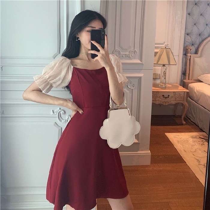 2023 Summer black dress for women casual dress plus size formal dress  elegant puff sleeve long dress Korean