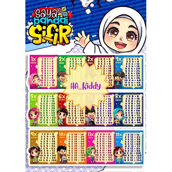 Siri Bijak Sifir Poster Sifir Comel Cute Multiplication Poster | Shopee ...