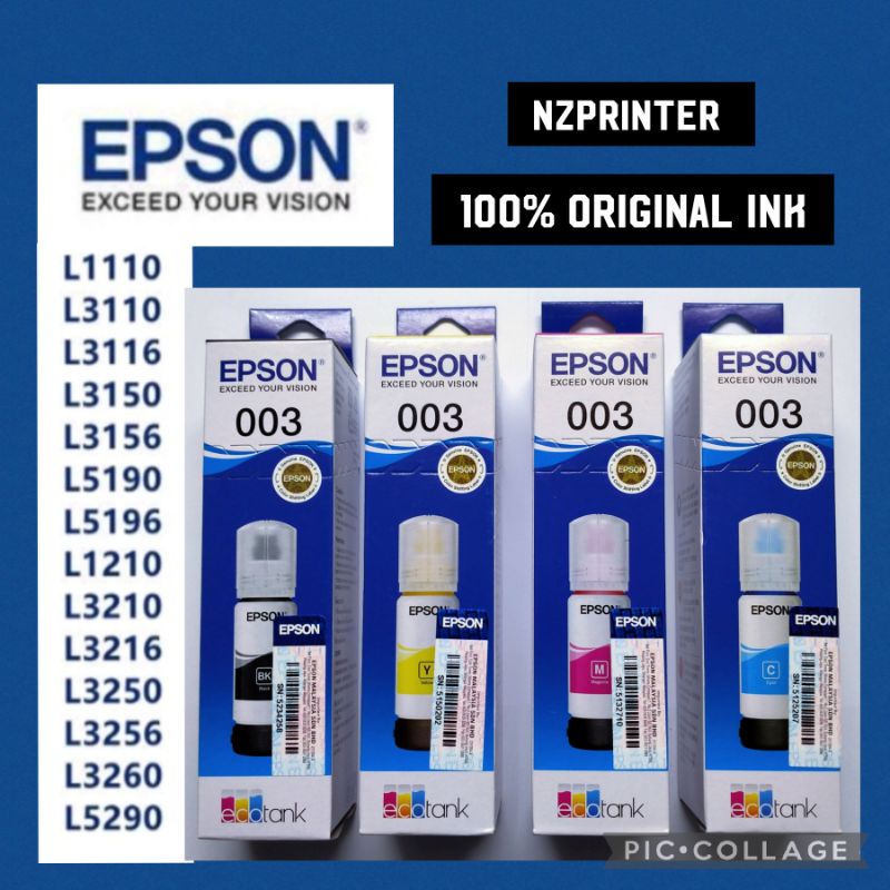 Epson Original Ink 003 For L1110 L3110 L3150 L5190 L3250 L1210 L1211 L1216 L1250l1251