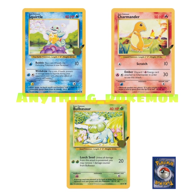 Pokemon Jumbo Card Squirtle (63/102), Charmander (46/102), Bulbasaur