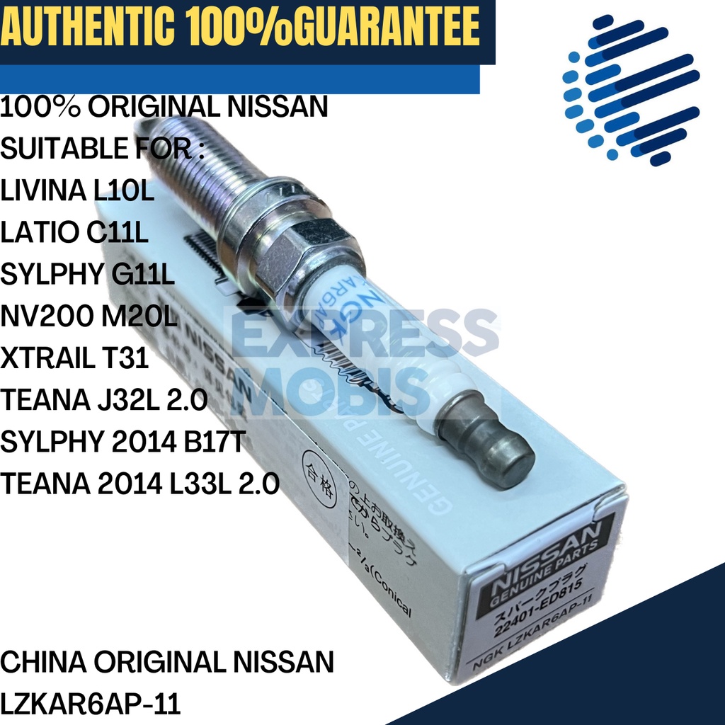 100% ORIGINAL NISSAN SPARK PLUG 22401-ED815 IRIDIUM ( LZKAR6AP-11 ...